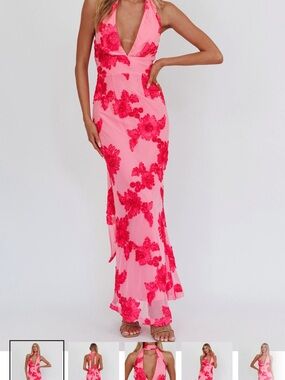 Cipriana Backless Halter Maxi Dress Embellished